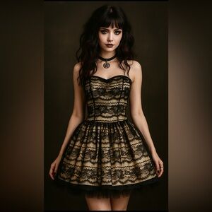 Vintage 80s Gunne Sax Strapless Black 7/8 SM